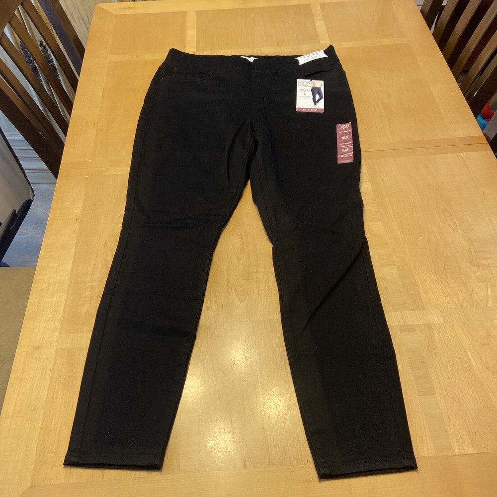 Levi's Signature Gold Jeans 14m 32x30 Pull On Skinny Black Womens Levi